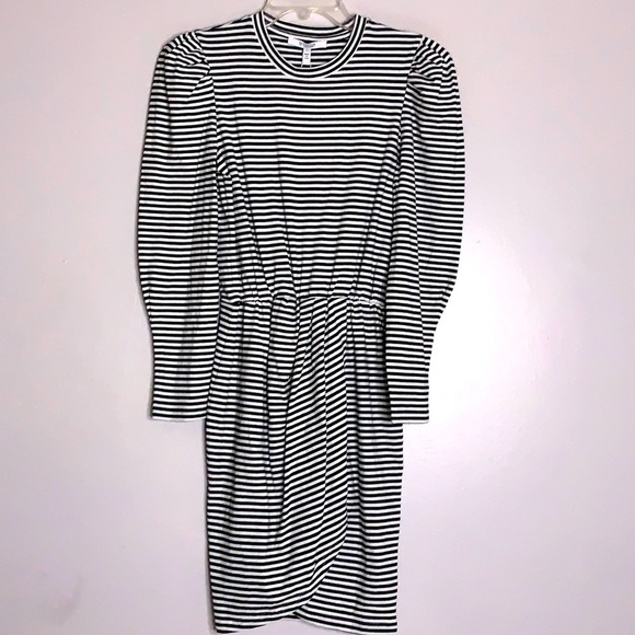 Derek Lam 10 Crosby Nyla drama Puff-Sleeve Stripe Cotton Dress small mini - Picture 2 of 11